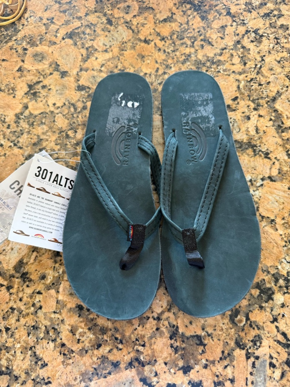 Rainbow Single Layer Classic Leather Arch Support 1/2" Narrow Strap flip flop